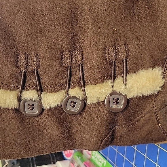 Polaredge Brown Suede Fur Cuff Thinsulate Triple Button Size 10 - Picture 2 of 10
